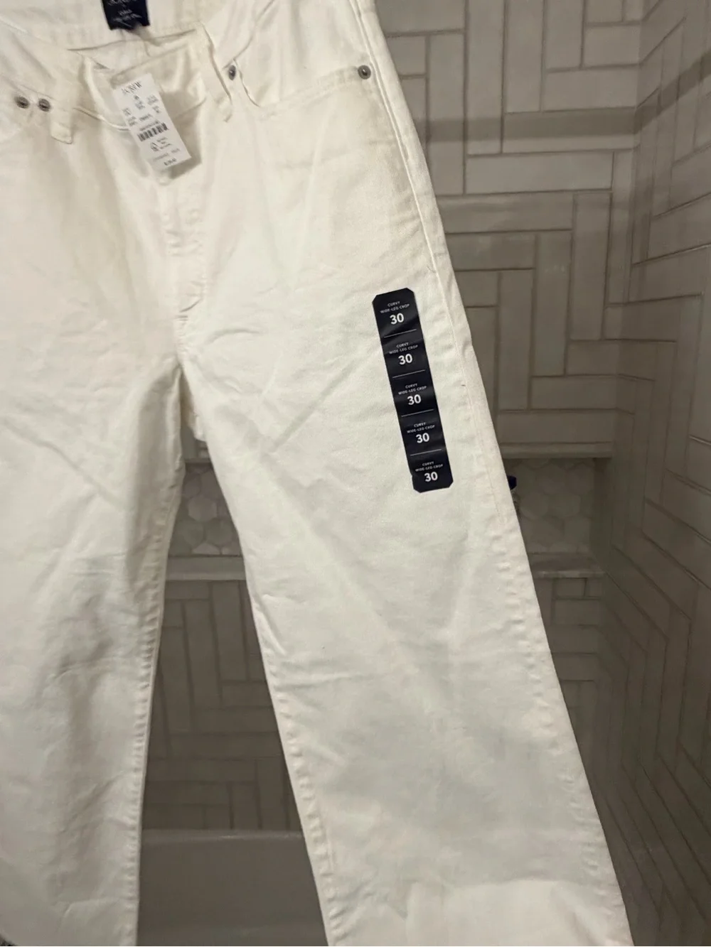 J. Crew Cropped Wide-Leg White Jeans